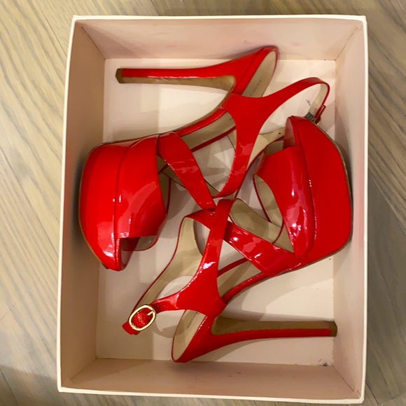 Alexander Birman Red Patent Platform Heels 10 - Picture 2 of 10
